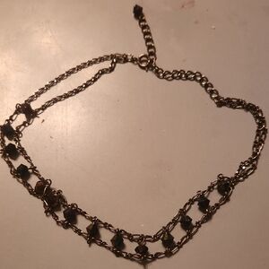 Elegant Black Stone and Black Chain Choker Necklace